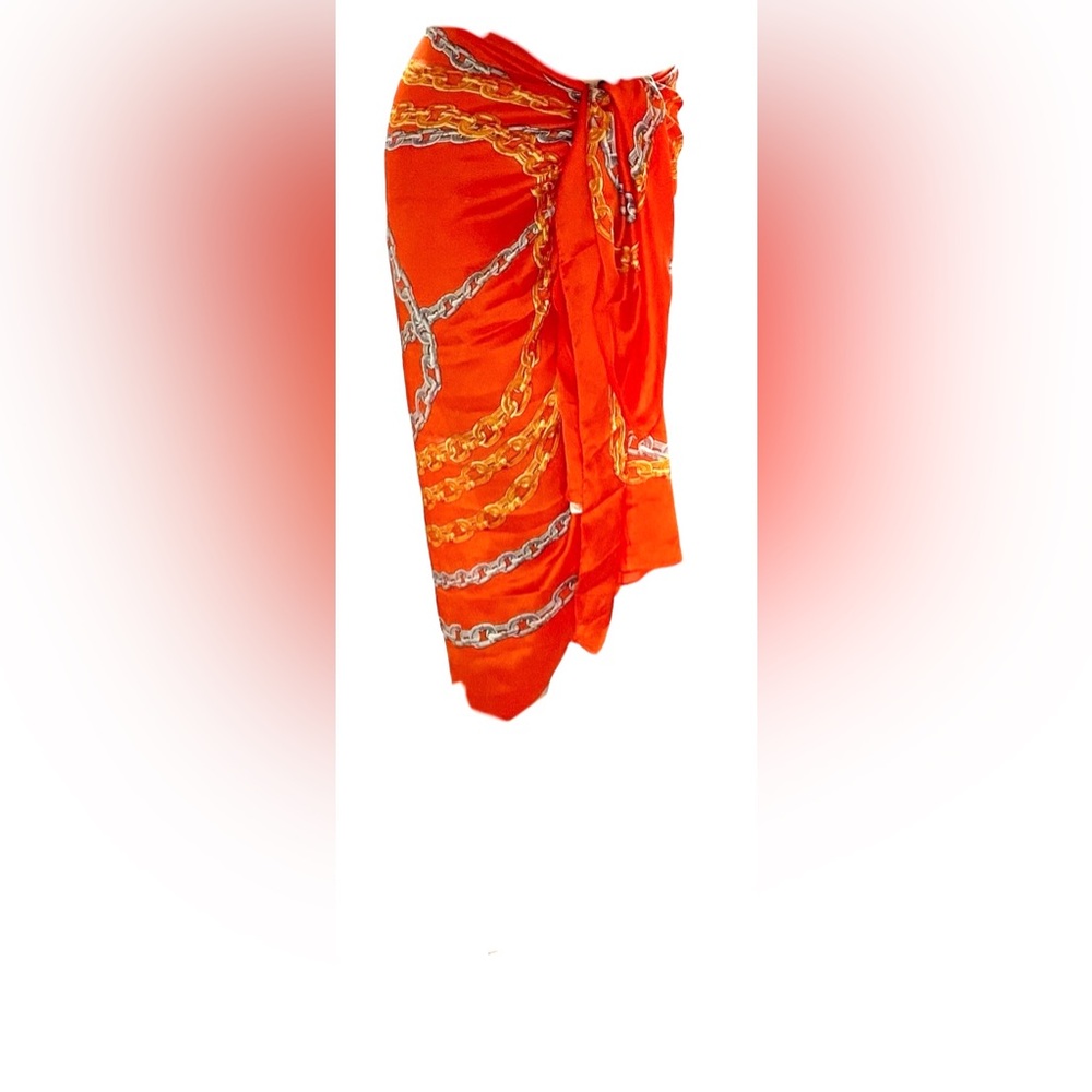 New🔥Pretty Persuasions scarf/sarong.orange/chains